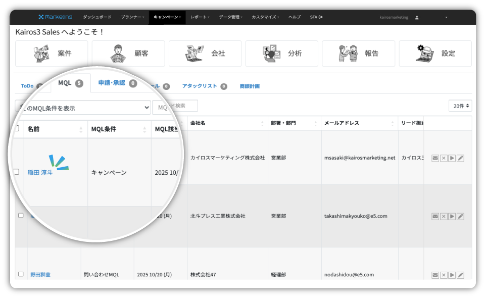 営業チームへすぐ引き渡せる仕組み