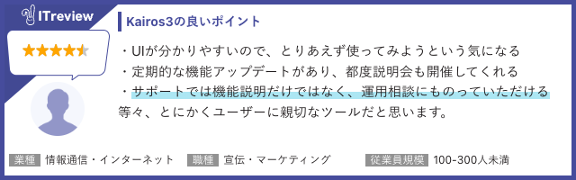 サポート対応では機能説明はもちろん、運用相談にも乗ってくれます
