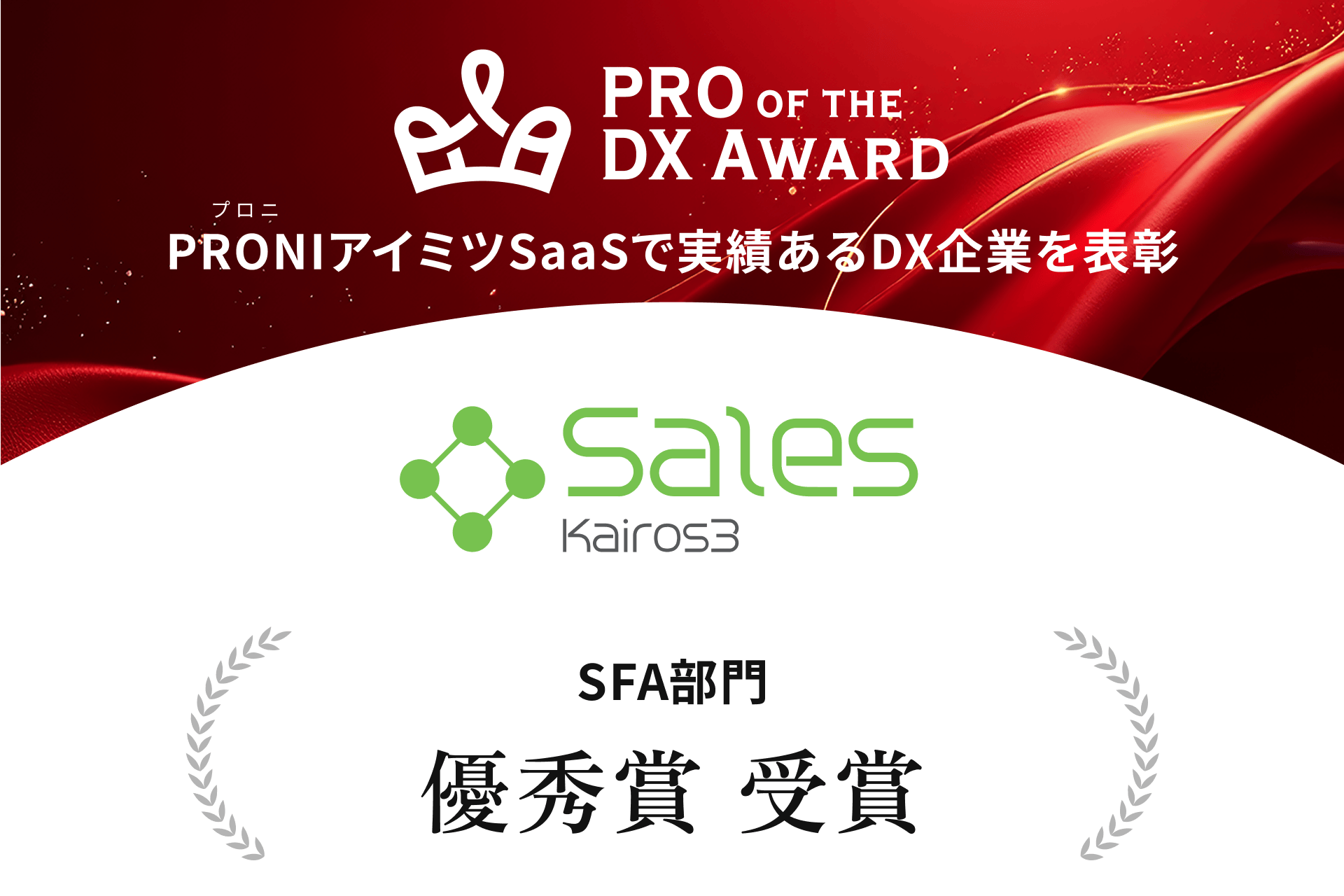 SFAツール「Kairos3 Sales」が「PRO of the DX Award 2025（上期）」SFA部門にて優秀賞を受賞