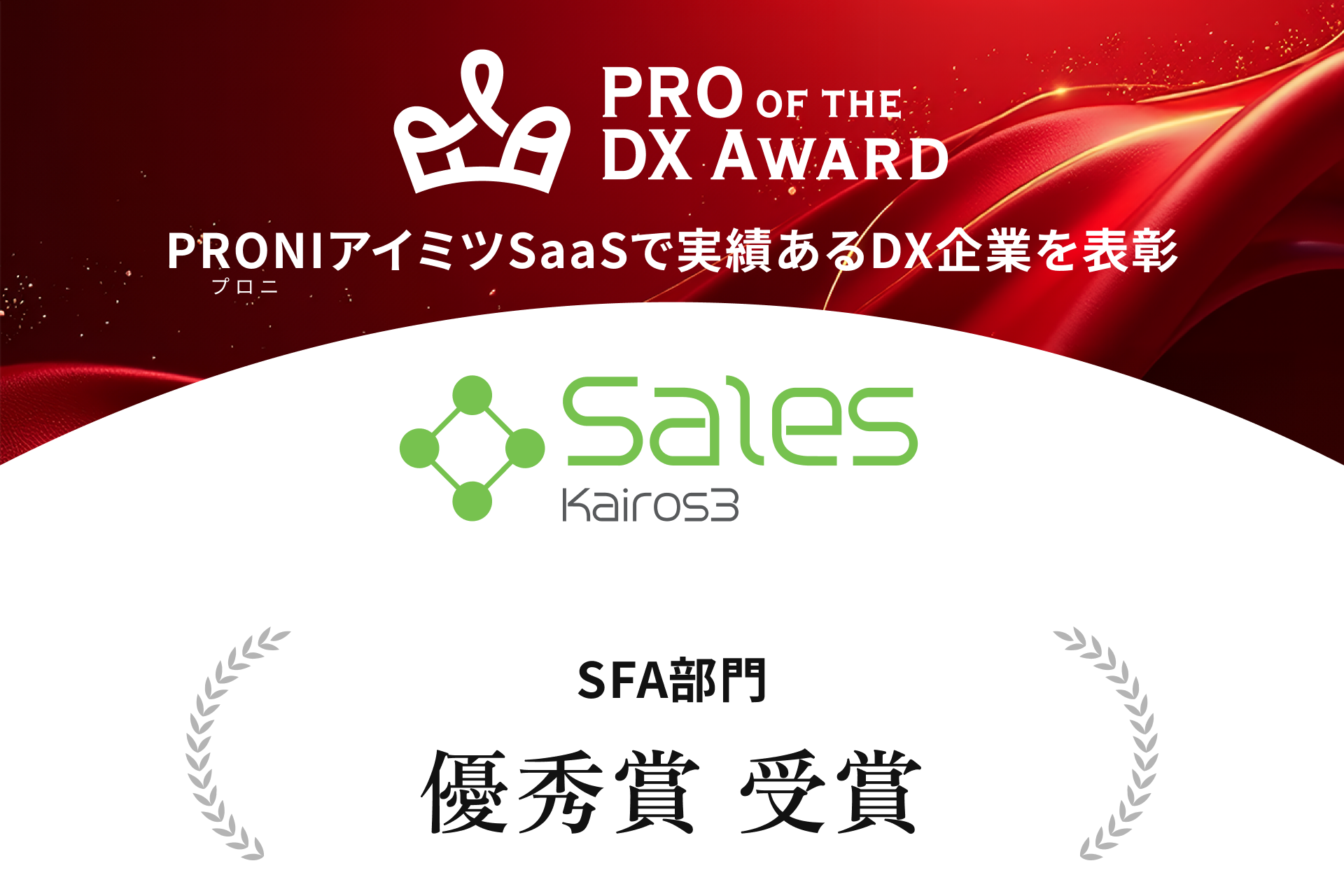 「Kairos3 Sales」が「PRO of the DX Award 2026」においてSFAカテゴリの優秀賞を受賞しました
